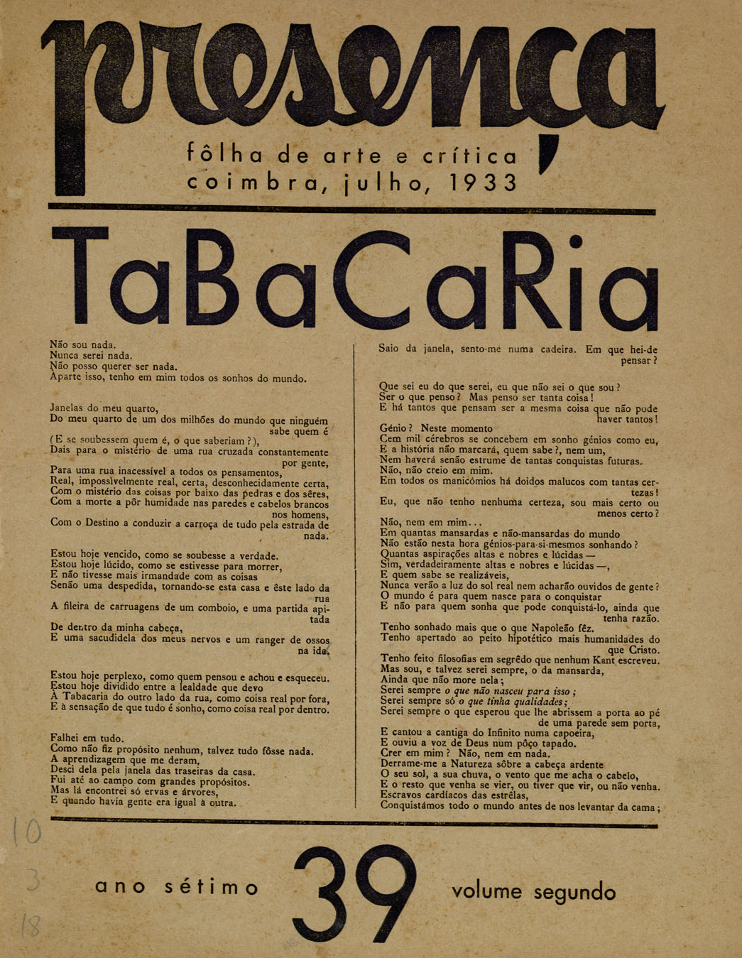 Fac-símile da Revista Presença - Página 1